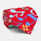楽譜とシンボルパターンパステル。赤BG ネクタイ (ロール)