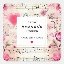 楽譜とバラヴィンテージデザインキッチン スクエアシール