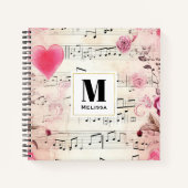 楽譜とバラヴィンテージモノグラム ノートブック (正面)