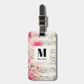 楽譜とバラヴィンテージモノグラム ラゲッジタグ (正面縦)