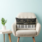 楽譜とピアノの鍵黒と金ゴールド ランバークッション (椅子)