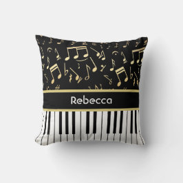 楽譜とピアノ鍵ブラックと金ゴールド クッション