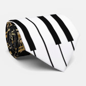 楽譜とピアノ鍵ブラックと金ゴールド ネクタイ (ロール)