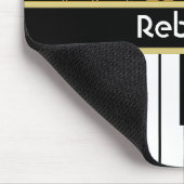 楽譜とピアノ鍵ブラックと金ゴールド マウスパッド (コーナー)