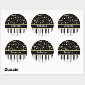 楽譜とピアノ鍵ブラックと金ゴールド ラウンドシール (シート)