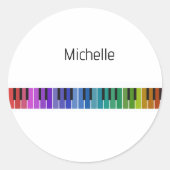 楽譜とピアノ鍵ブラックと金ゴールド ラウンドシール (正面)