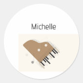 楽譜とピアノ鍵ブラックと金ゴールド ラウンドシール (正面)