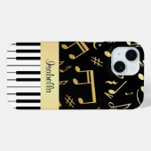 楽譜とピアノ鍵ブラックと金ゴールド Case-Mate iPhoneケース (裏面 (横))