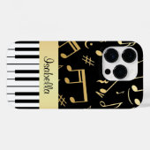 楽譜とピアノ鍵ブラックと金ゴールド Case-Mate iPhoneケース (裏面 (横))