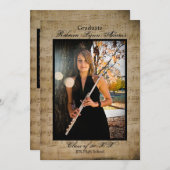 楽譜と写真付き - 卒業のお知らせ 招待状 (正面/裏面)