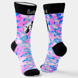 楽譜と喜劇と悲劇マスクモノグラム ソックス