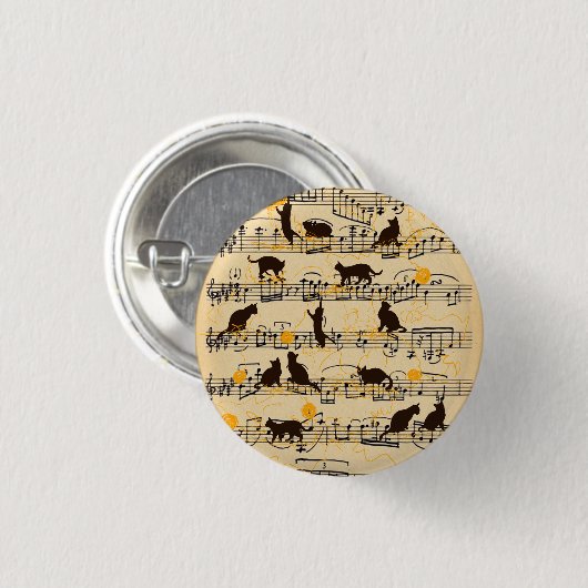 楽譜と子猫 缶バッジ (正面&裏面)