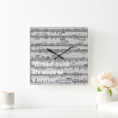 楽譜と引用文 スクエア壁時計 (ホーム)