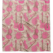 楽譜と楽器ピンク/アイボリーID481 シャワーカーテン (正面)