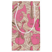 楽譜と楽器ピンク/アイボリーID481 スモールペーパーバッグ (正面)