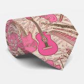 楽譜と楽器ピンク/アイボリーID481 ネクタイ (ロール)