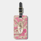 楽譜と楽器ピンク/アイボリーID481 ラゲッジタグ (正面縦)