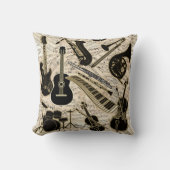 楽譜と楽器ブラック/金ゴールドID481 クッション (正面)