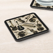 楽譜と楽器ブラック/金ゴールドID481 コースター (左側)