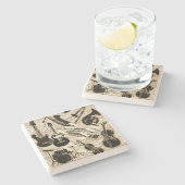 楽譜と楽器ブラック/金ゴールドID481 ストーンコースター (横)