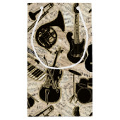 楽譜と楽器ブラック/金ゴールドID481 スモールペーパーバッグ (裏面)