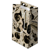 楽譜と楽器ブラック/金ゴールドID481 スモールペーパーバッグ (裏面アングル)