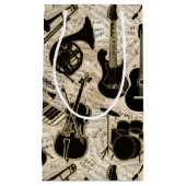 楽譜と楽器ブラック/金ゴールドID481 スモールペーパーバッグ (正面)