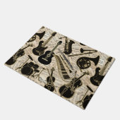 楽譜と楽器ブラック/金ゴールドID481 ドアマット (アングル)