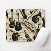 楽譜と楽器ブラック/金ゴールドID481 マウスパッド (マウス)