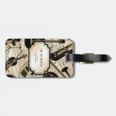 楽譜と楽器ブラック/金ゴールドID481 ラゲッジタグ (裏面横)