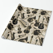 楽譜と楽器ブラック/金ゴールドID481 ラッピングペーパー (アンロールド)