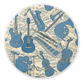 楽譜と楽器ブルー/アイボリーID481 セラミックノブ (正面)