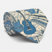 楽譜と楽器ブルー/アイボリーID481 ネクタイ (ロール)