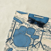 楽譜と楽器ブルー/アイボリーID481 ビーチタオル (インサイチュ)