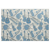 楽譜と楽器ブルー/アイボリーID481 ファブリック (ファットクウォーター)