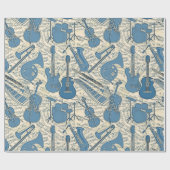 楽譜と楽器ブルー/アイボリーID481 ラッピングペーパー (フラット)