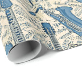 楽譜と楽器ブルー/アイボリーID481 ラッピングペーパー (ロールコーナー)