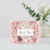 楽譜と花ヴィンテージスタイルありがとう ポストカード (スタンド正面)