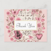 楽譜と花ヴィンテージスタイルありがとう ポストカード (正面)