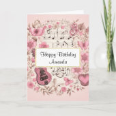 楽譜と花ヴィンテージスタイル誕生日 カード (正面)