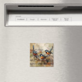 楽譜に止まる3羽の歌鳥 水彩画マグネット マグネット (インサイチュ (食洗機))