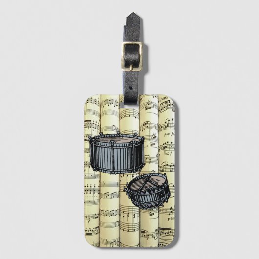 楽譜に転がのスネアドラム～ ラゲッジタグ (正面縦)