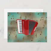 楽譜に関する赤アコーディオン シーズンポストカード (正面/裏面)