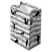 楽譜に黒い猫たち ミディアムペーパーバッグ (正面アングル)