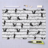 楽譜に黒い猫たち 薄葉紙 (クラフト)