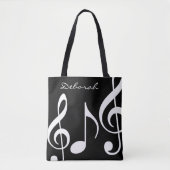 楽譜のある美しい黒/白のトートバッグ トートバッグ (正面)