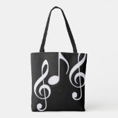 楽譜のある美しい黒/白のトートバッグ トートバッグ (裏面)