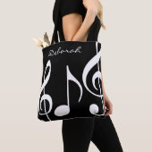楽譜のある美しい黒/白のトートバッグ トートバッグ (クローズアップ)