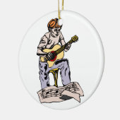 楽譜のアコースティックギターを演奏している男の子 セラミックオーナメント (左)