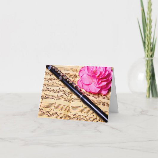 楽譜のカスタムなメッセージカードのピッコロ カード (正面)